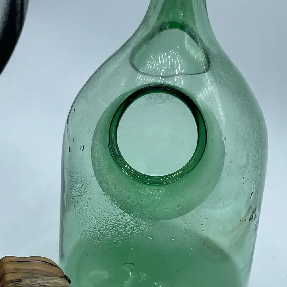 Vintage Italian wine decanter green glass chill without watering down.